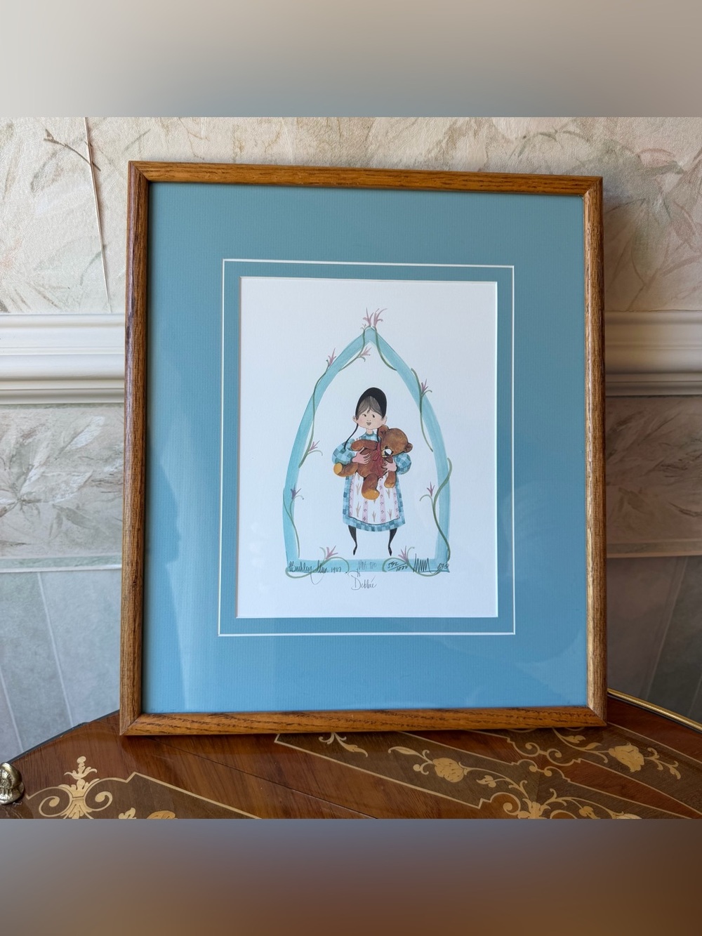 Vintage 1987 P. Buckley Moss Framed Art Print Hand Signed and Numbered Debbie